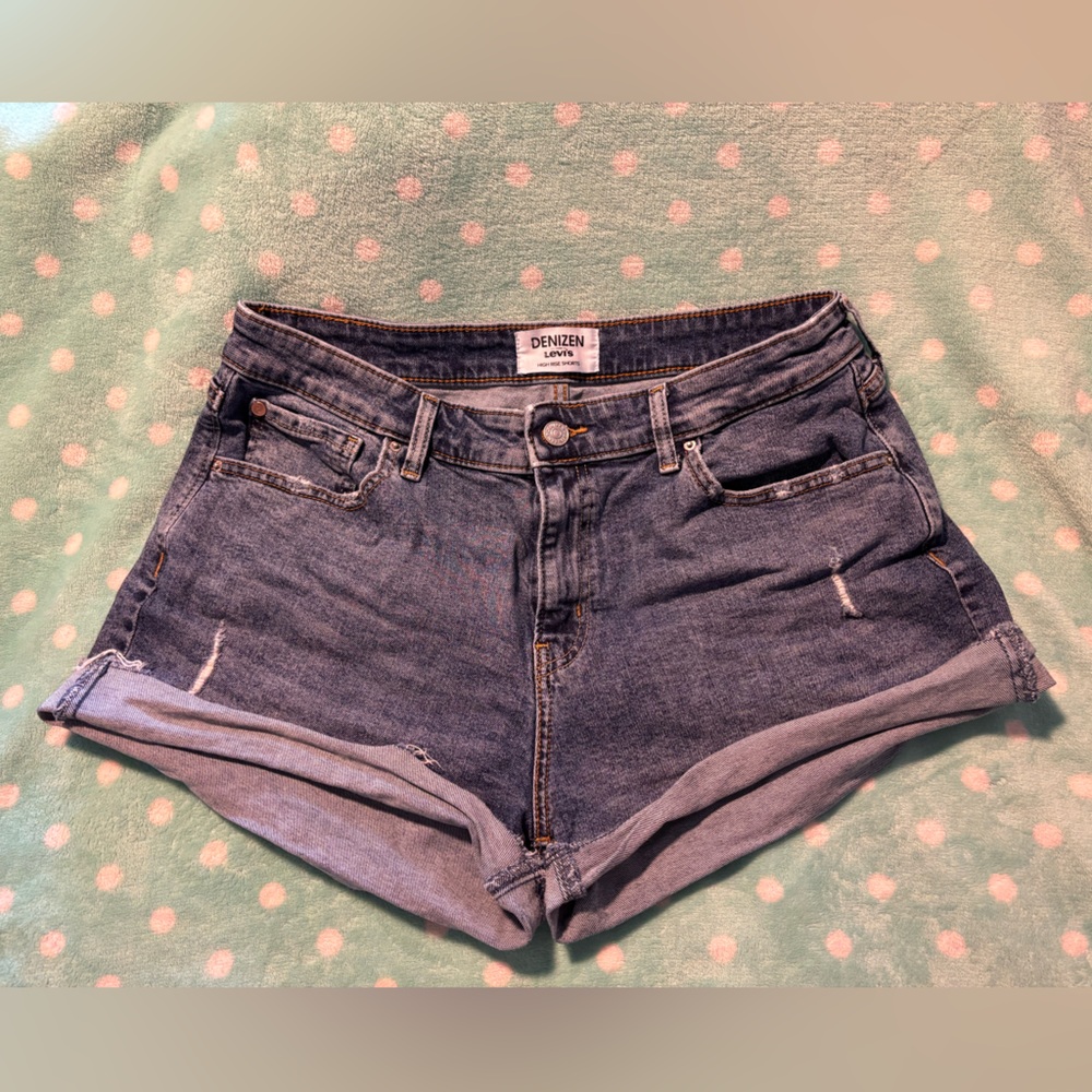 Levi's Blue Jean Shorts High-Waisted Cuffed